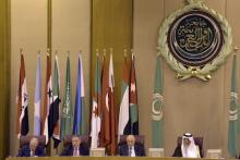 الرئيس السنيورة خلال مشاركته في مؤتمر الفكر العربي في مقرالامانة العامة للجامعة العربية في القاهرة