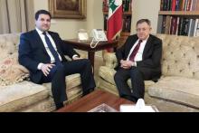 الرئيس السنيورة مستقبلا النائب نديم الجميل في بلس