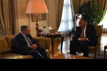 الرئيس السنيورة خلال اللقاء مع وزير خارجية مصر سامح شكري في القاهرة